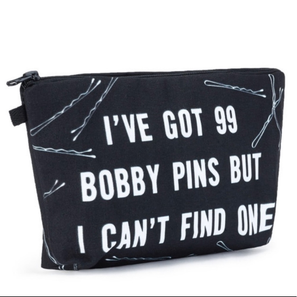 Cosmetic Bag  Bobby Pin Pouch Accessory Black & White